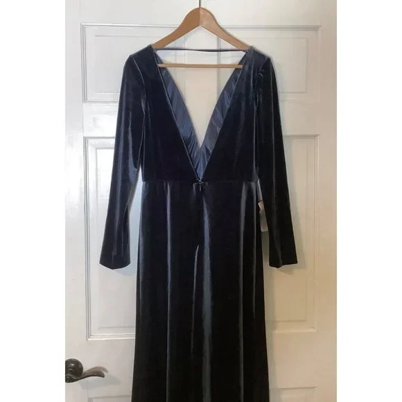 BHLDN Jenny Yoo Ryland Long Sleeve Velvet in French Blue Size 14
